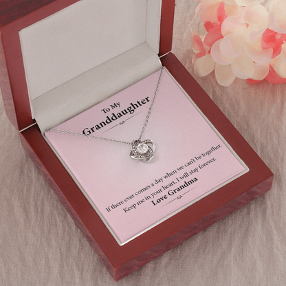 To My Granddaughter - In Your Heart Forever | Beautiful 14k White Gold Family Forever Love Knot | Granddaughter Keepsake Gift w/ Message Card