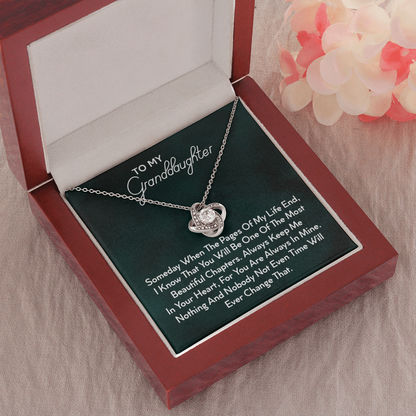 To My Granddaughter - You'll Be In My Heart | Beautiful 14k White Gold Family Forever Love Knot | Granddaughter Keepsake Gift w/ Message Card