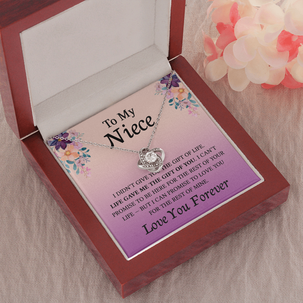Necklace for Niece | 14k White Gold & Stainless Steel With Box and Poem Card (Peach)
