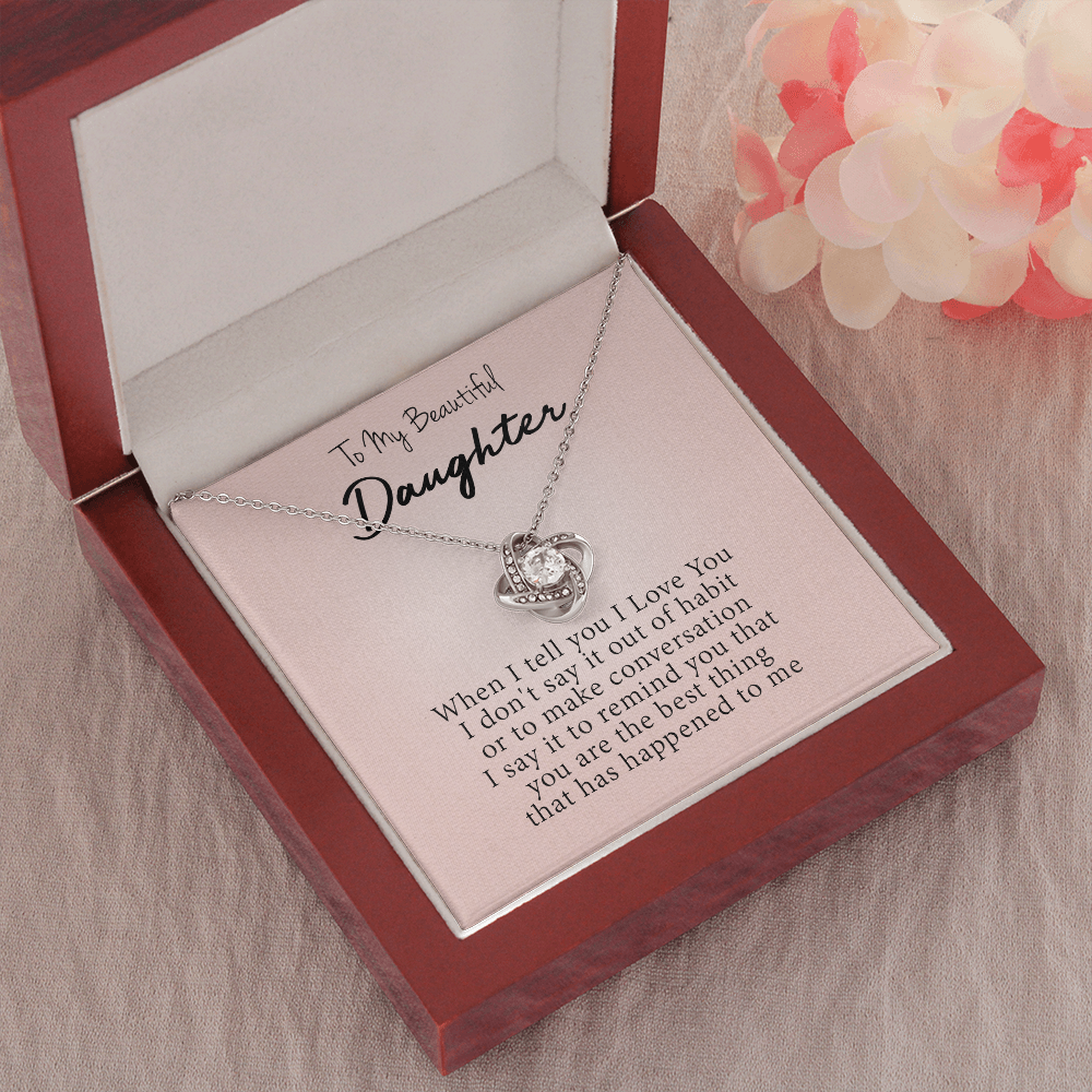 To My Granddaughter - I Love You | Beautiful 14k White Gold Family Forever Love Knot | Granddaughter Keepsake Gift w/ Message Card