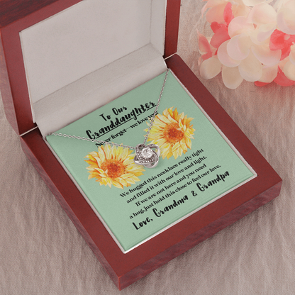 To Our Granddaughter - Love and Light (Green) | Beautiful 14k White Gold Family Forever Love Knot