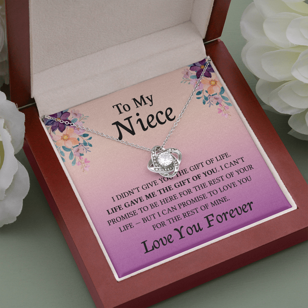 Necklace for Niece | 14k White Gold & Stainless Steel With Box and Poem Card (Peach)