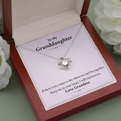 To My Granddaughter - Together Forever in Your Heart | Beautiful 14k White Gold Family Forever Love Knot | Granddaughter Keepsake Gift w/ Message Card
