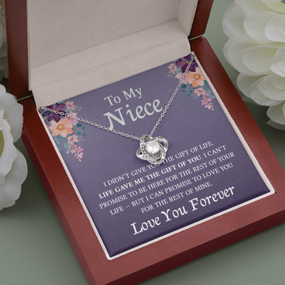 Necklace for Niece | 14k White Gold & Stainless Steel With Box and Poem Card (Lilac)