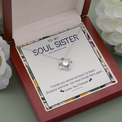 To My Soul Sister - Friends Connected At Heart 14k White Gold Necklace