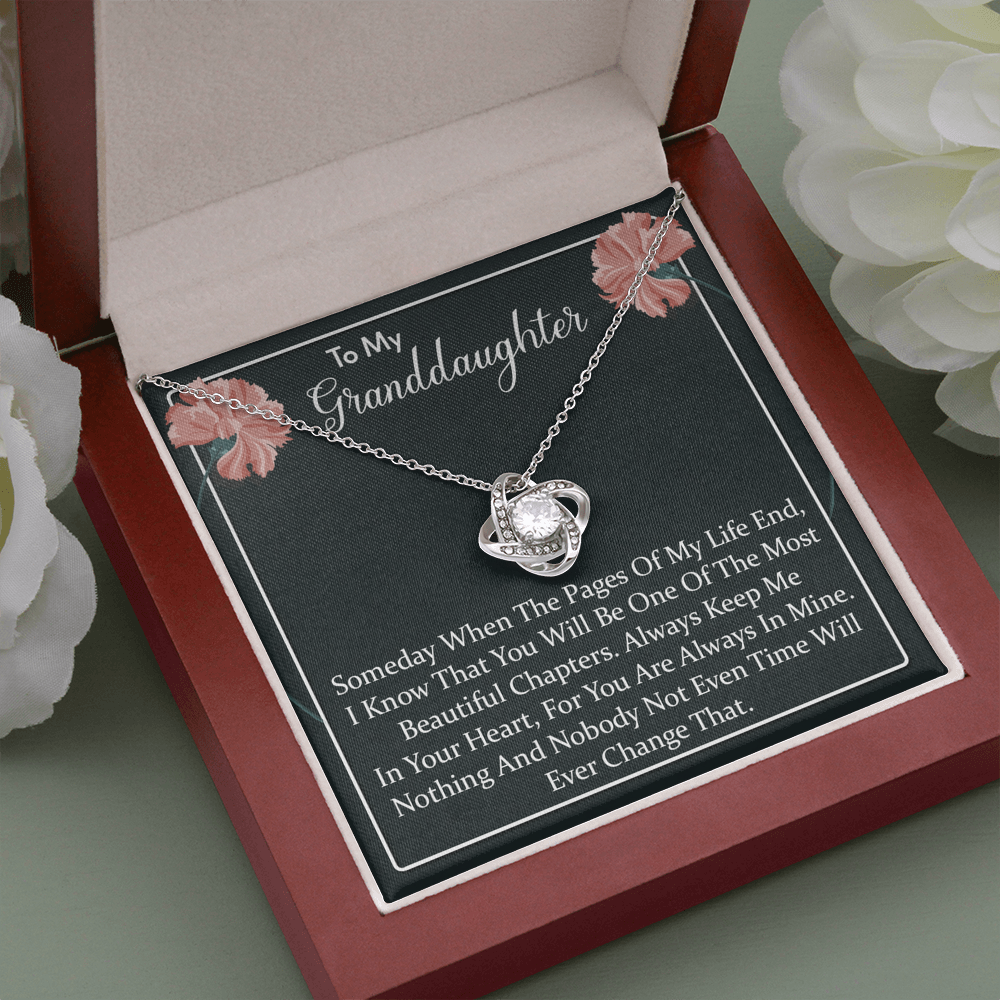 To My Granddaughter - You'll Be In My Heart | Beautiful 14k White Gold Family Forever Love Knot | Granddaughter Keepsake Gift w/ Message Card