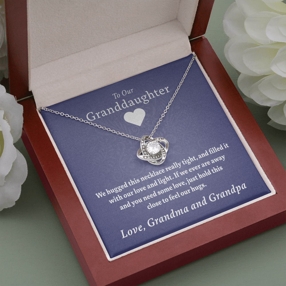To My Granddaughters (Grandma & Grandpa) | Beautiful 14k White Gold Knot Necklace