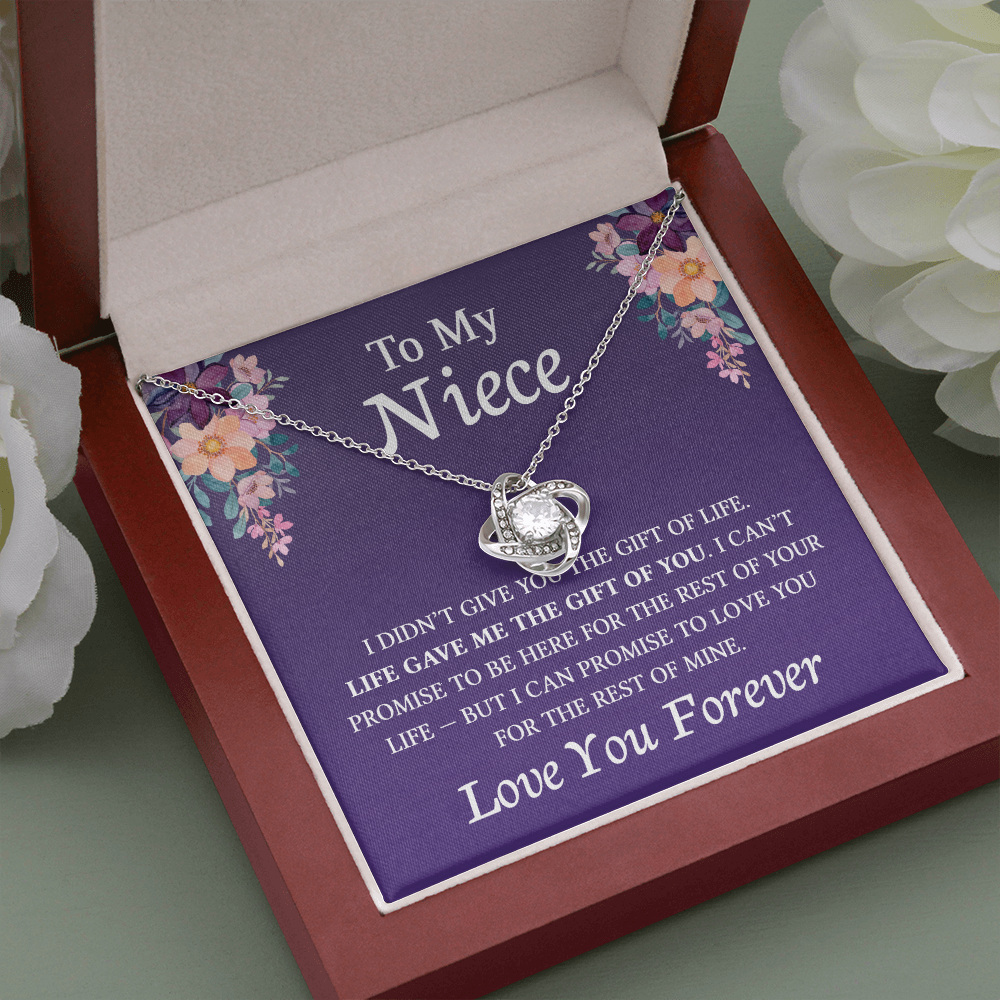 Necklace for Niece | 14k White Gold & Stainless Steel With Box and Poem Card (Purple)
