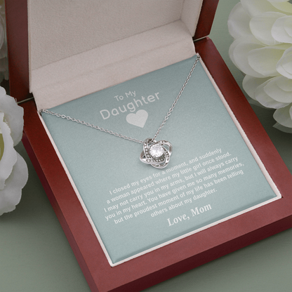 Daughter — My Little Girl (Love, Mom) | 14k White Gold Stainless Steel Necklace for Daughter