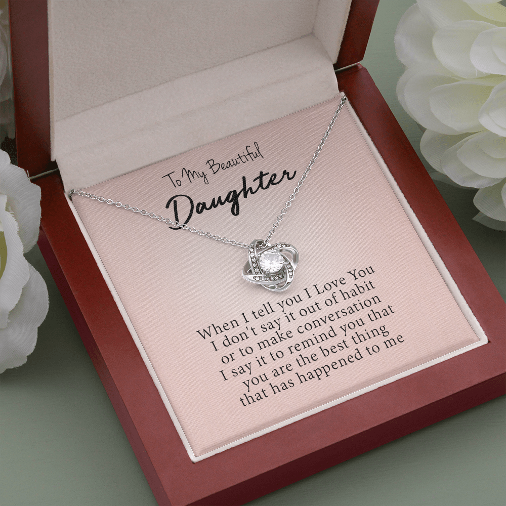 To My Granddaughter - I Love You | Beautiful 14k White Gold Family Forever Love Knot | Granddaughter Keepsake Gift w/ Message Card