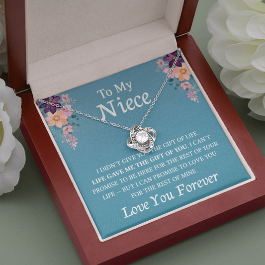 Necklace for Niece | 14k White Gold & Stainless Steel With Box and Poem Card (Blue)