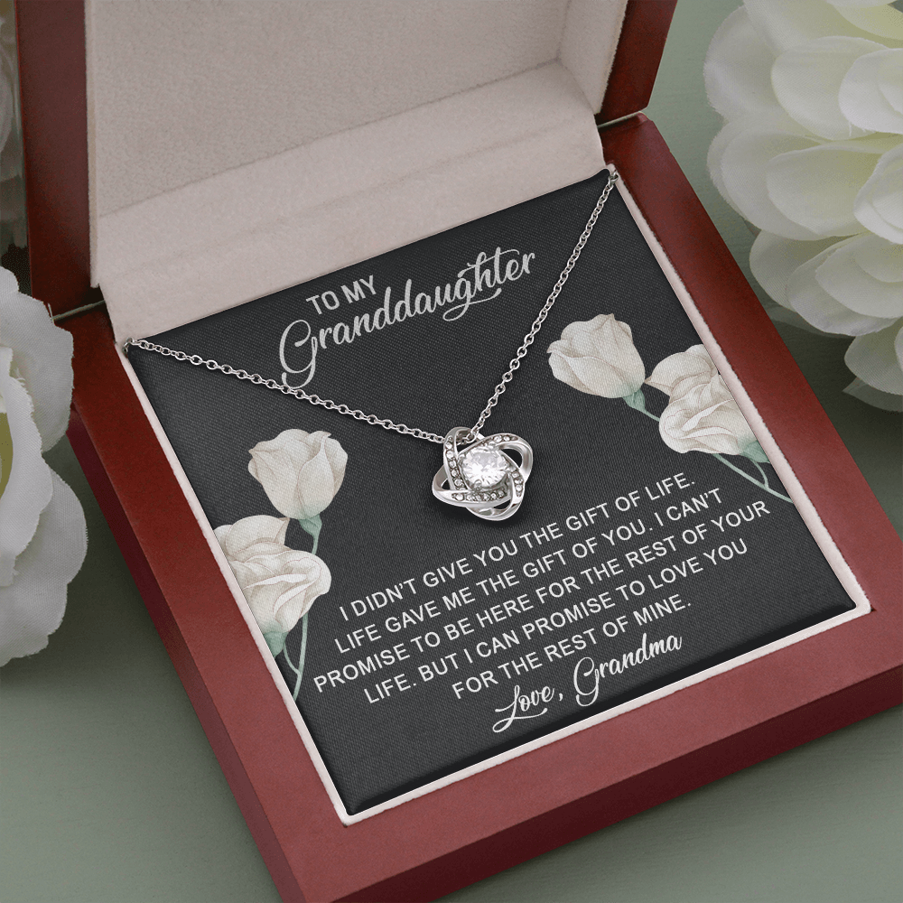 To My Granddaughter | Beautiful 14k White Gold Family Forever Love Knot | Granddaughter Keepsake Gift w/ Message Card