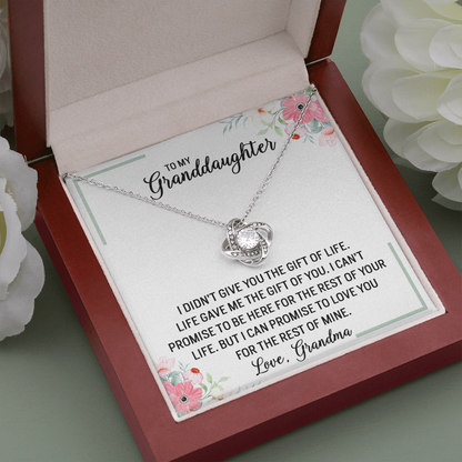 To My Granddaughter - Promise to Love You | Beautiful 14k White Gold Family Forever Love Knot | Granddaughter Keepsake Gift w/ Message Card