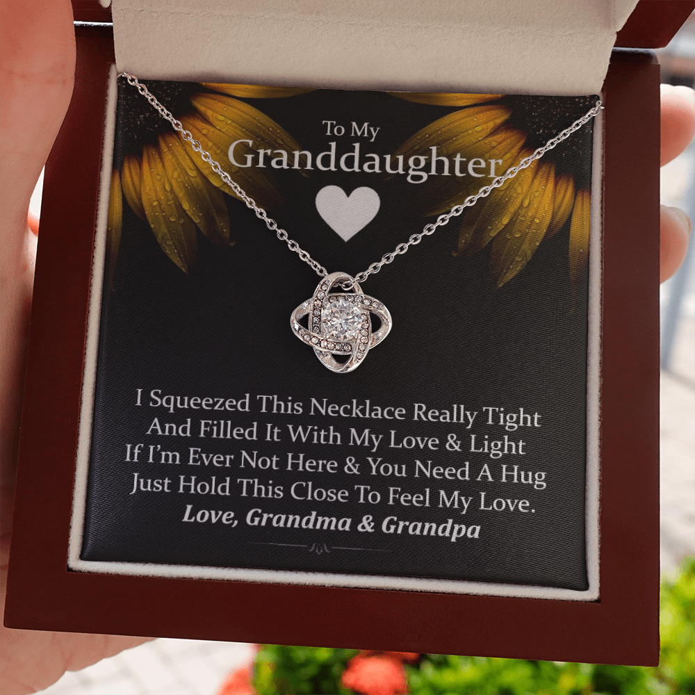 To My Grand Daughter (Love Grandma & Grandpa) | Handcrafted 14k Stunning Gold Family Knot Necklace