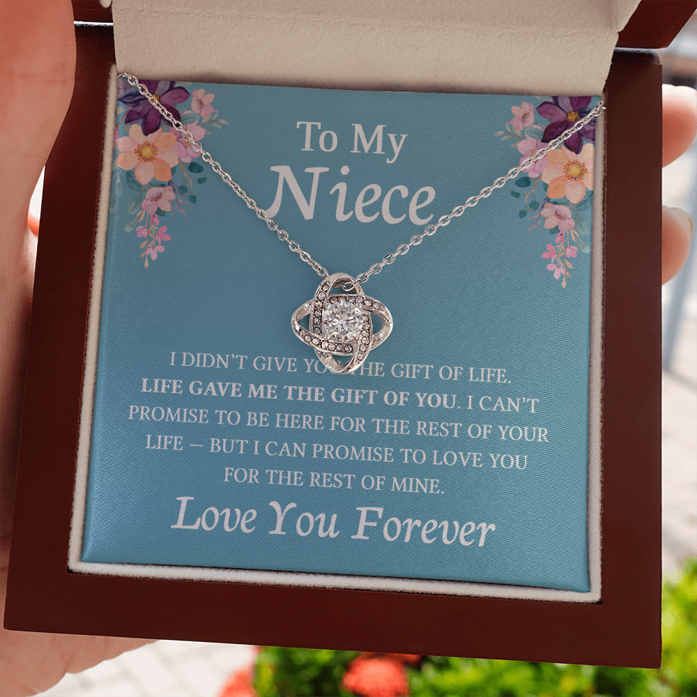 Necklace for Niece | 14k White Gold & Stainless Steel With Box and Poem Card (Blue)