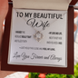 To My Beautiful Wife — My Love and Life | 14k White Gold and Surgical Grade Stainless Steel | Lifetime Warranty, Message Card, & Jewelry Box