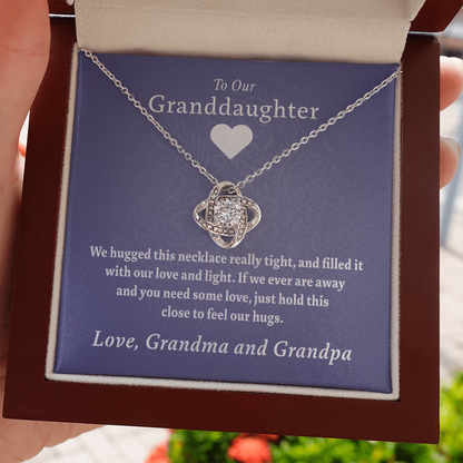 To My Granddaughters (Grandma & Grandpa) | Beautiful 14k White Gold Knot Necklace