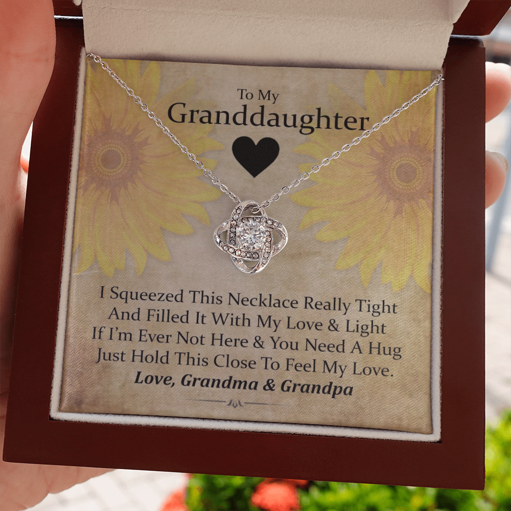 To My Grand Daughter - If I'm Ever Not Here ( Love Grandma & Grandpa) | Stunning Handcrafted 14k Brilliant Gold Family Knot Necklace