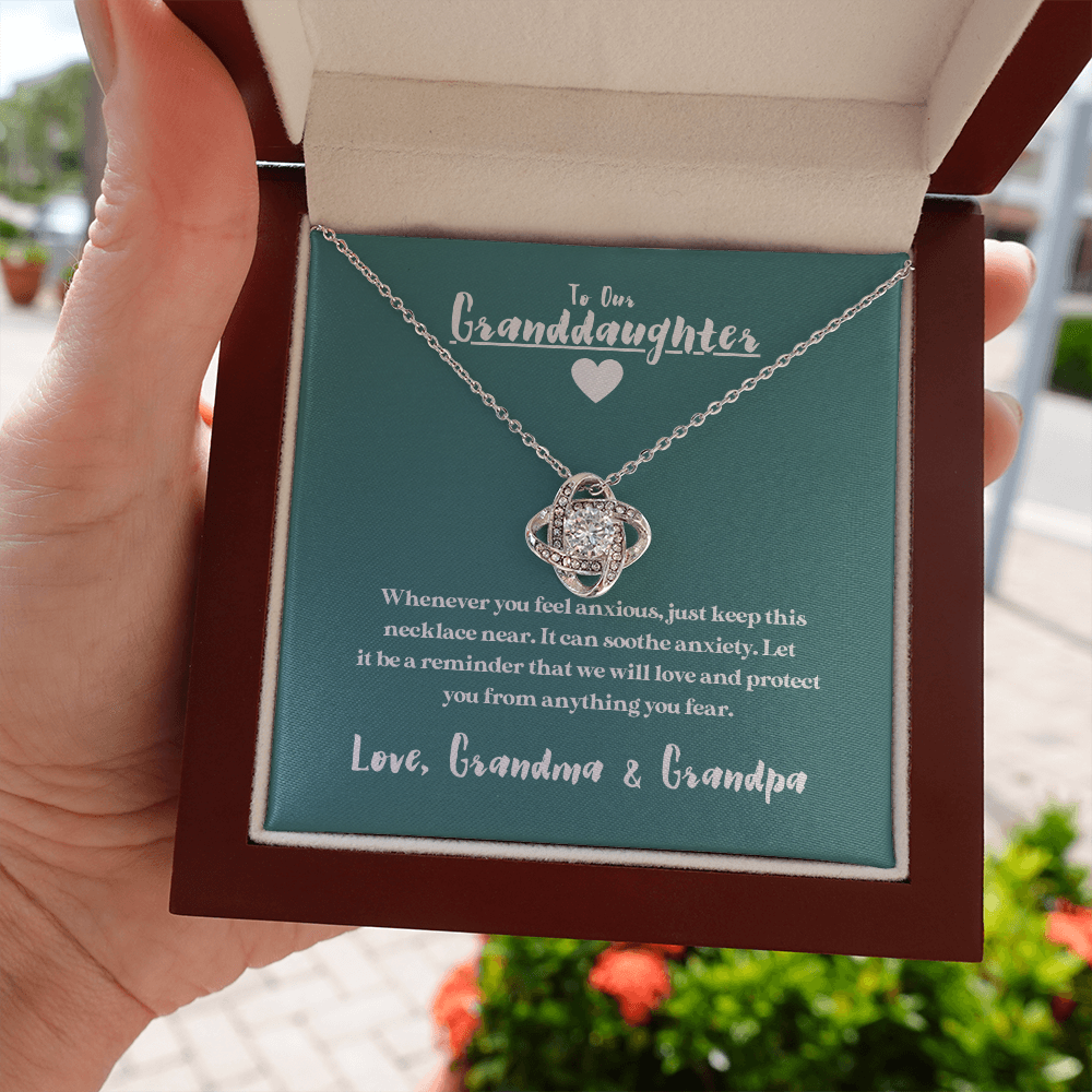 To Our Granddaughter - When You Feel Anxious | 14k White Gold Necklace (Grandma & Grandpa)