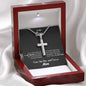 To My Son - The Proudest Moment For Me (I Love You Now & Forever, Mom) | Stunning Artisan Crafted 14k White Gold Cross Necklace