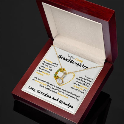 Lovely Granddaughter (Love Grandma & Grandpa) - Beautiful Gold Pendant Necklace