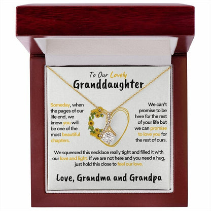 Lovely Granddaughter (Love Grandma & Grandpa) - Beautiful Gold Pendant Necklace