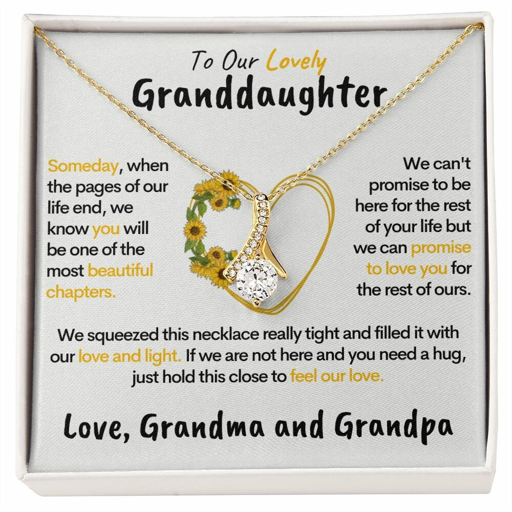 Lovely Granddaughter (Love Grandma & Grandpa) - Beautiful Gold Pendant Necklace